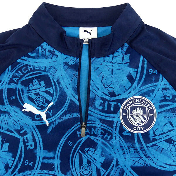 マンチェスターシティミニ裏毛MCFC2025-261/4ジップトップ785781-04サッカーレプリカトレーニングウェアネイビープーマPUMA