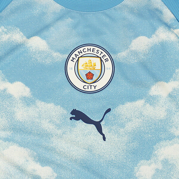 マンチェスターシティジュニアMCFC2026-27プレマッチ半袖シャツ786253-15サッカーアイシーブルーレプリカプラシャツ子供用プーマPUMA