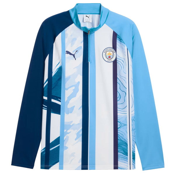 マンチェスターシティミニ裏毛MCFC2026-27プレマッチ1/4ジップトップ786254-06サッカーレプリカトレウェアホワイトプーマPUMA