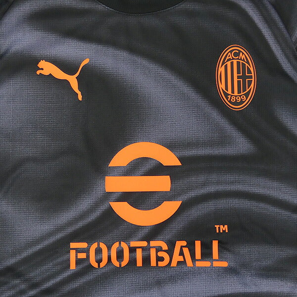 ACミランACM2026-27プレマッチ半袖シャツ786675-13サッカーレプリカプラシャツグレープーマPUMA