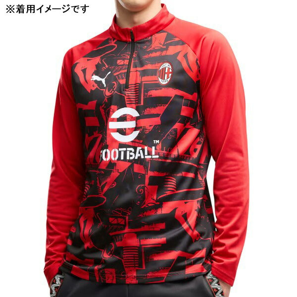 ACミランACM2026-27プレマッチ1/4ジップトップ786678-11サッカーレプリカトレーニングウェアレッドプーマPUMA