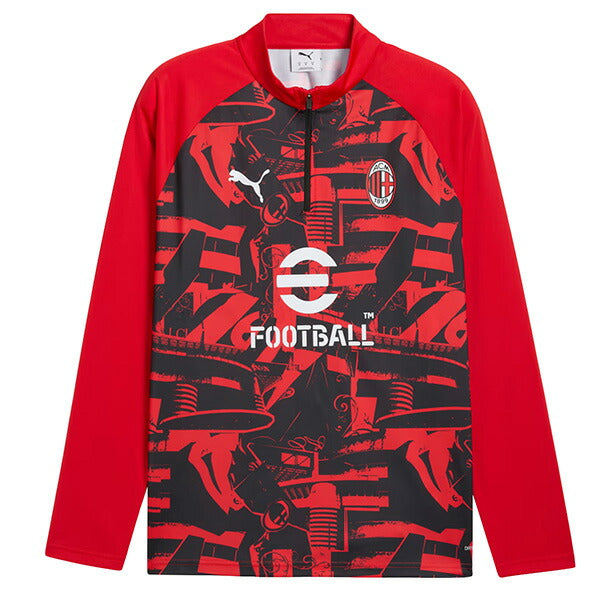 ACミランACM2026-27プレマッチ1/4ジップトップ786678-11サッカーレプリカトレーニングウェアレッドプーマPUMA