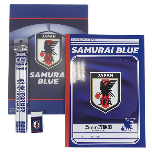 【ネコポス対応可】サッカー日本代表文房具4点セット942506M03ノート下敷き鉛筆消しゴム