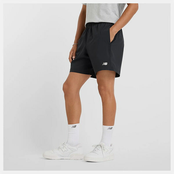 【ショップ限定エントリーでさらに+9倍】ニューバランスNewBalanceメンズハーフパンツワンポイントウーブンランニングスポーツウェアAMS51206-BK