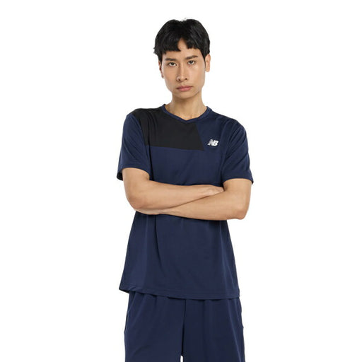 【ネコポス対応可】ニューバランスNewBalanceカラーブロックTシャツメンズ半袖シャツAMT53400-TNV