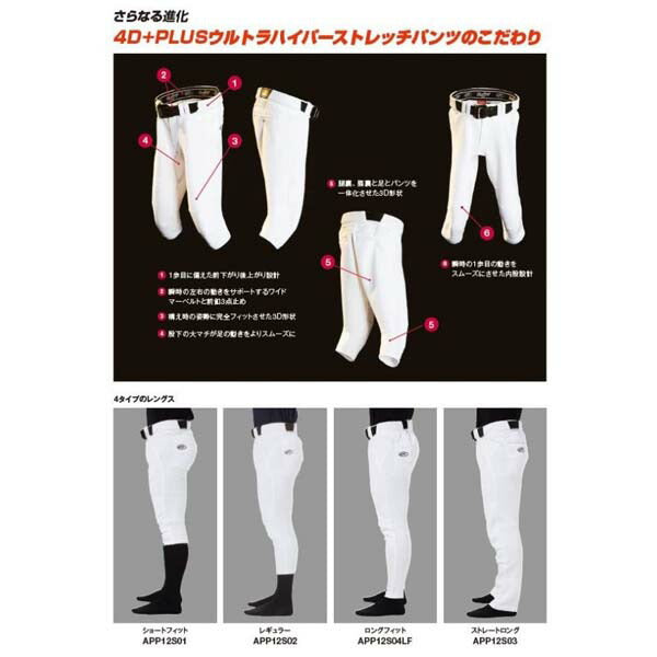 野球ユニフォームパンツショートフィット4D+PLUSウルトラハイパーストレッチパンツローリングスRAWLINGS試合ユニフォームズボンAPP12S01NN