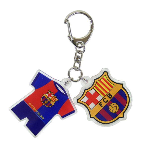 【ネコポス対応可】FCバルセロナオフィシャルアクリルキーホルダー2連チャームBCN87766サッカーラ・リーガサポーターグッズ