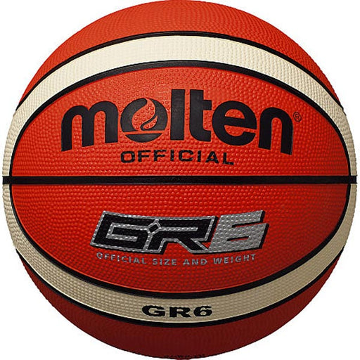 モルテンmoltenバスケットボール6号球屋外用ゴムボールBGR6-OIオレンジ×アイボリー