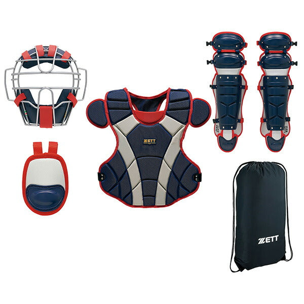 ゼットZETT野球チームグッズ軟式キャッチャー防具4点セットマスクプロテクターレガーツスロートガードBL3350