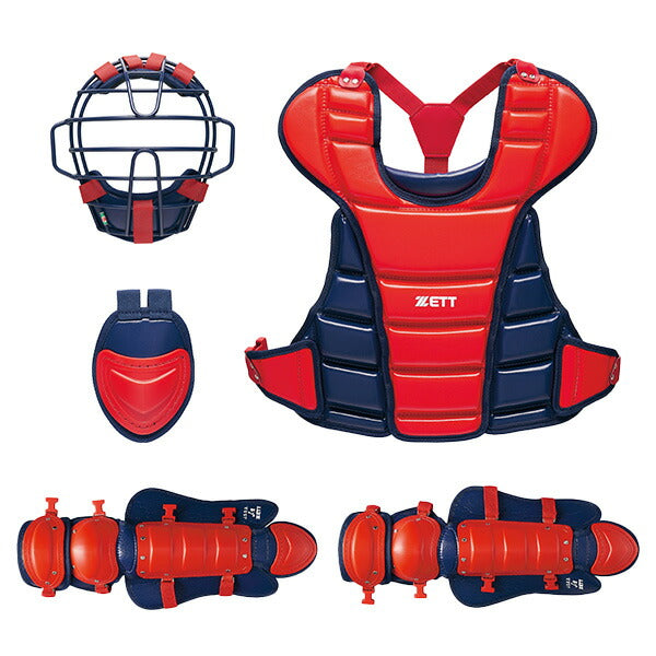 ZETTゼット野球ジュニア少年軟式少年ゴムソフト用キャッチャー防具4点セットマスクプロテクターレガーツ専用袋付きBL8330A
