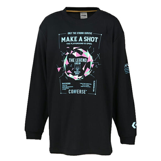 コンバースCONVERSEジュニアプリントTシャツミニバスバスケットボールウェア吸汗速乾ロンT長袖CB442355L-1