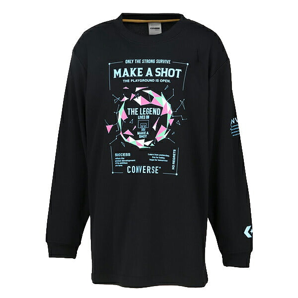 コンバースCONVERSEジュニアプリントTシャツミニバスバスケットボールウェア吸汗速乾ロンT長袖CB442355L-1