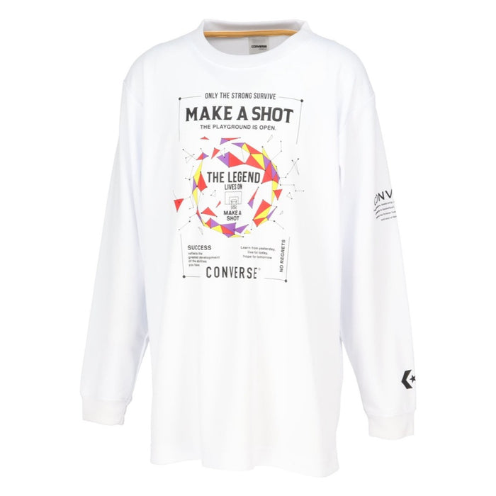 CONVERSEジュニアプリントTシャツミニバスバスケットボールウェアスポーツウエア吸汗速乾子ども用ロンT長袖トップスバスケシャツバスケT