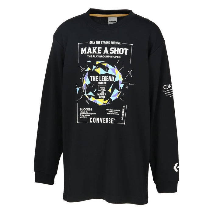 CONVERSEジュニアプリントTシャツミニバスバスケットボールウェアスポーツウエア吸汗速乾子ども用ロンT長袖トップスバスケシャツバスケT
