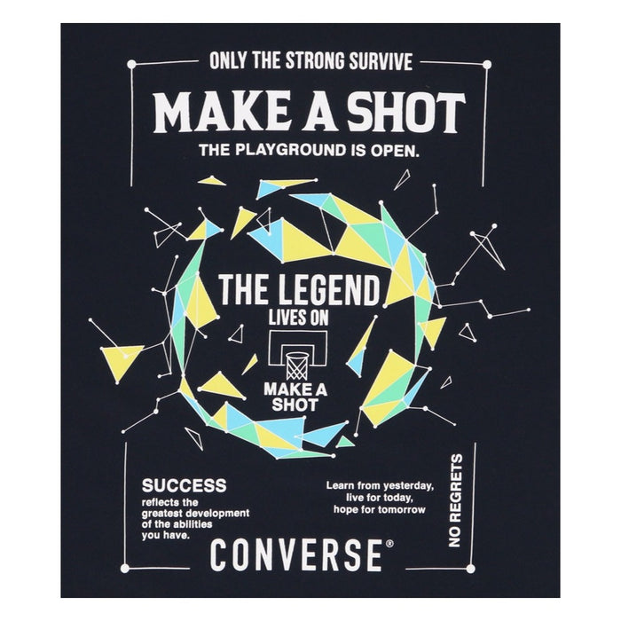 CONVERSEジュニアプリントTシャツミニバスバスケットボールウェアスポーツウエア吸汗速乾子ども用ロンT長袖トップスバスケシャツバスケT