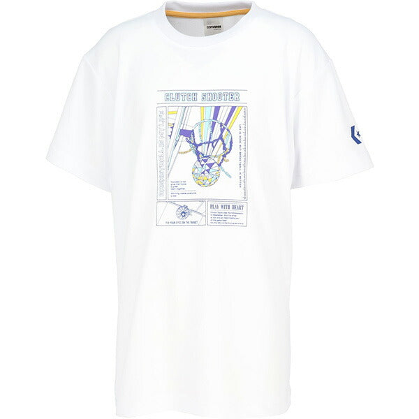 【ネコポス送料無料】コンバースCONVERSEジュニアバスケゲームシャツJr.プリントTシャツ全胸縦長ライングラフィック半袖子供CB451357