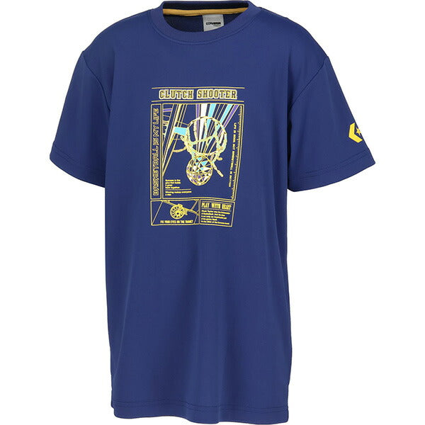 【ネコポス送料無料】コンバースCONVERSEジュニアバスケゲームシャツJr.プリントTシャツ全胸縦長ライングラフィック半袖子供CB451357