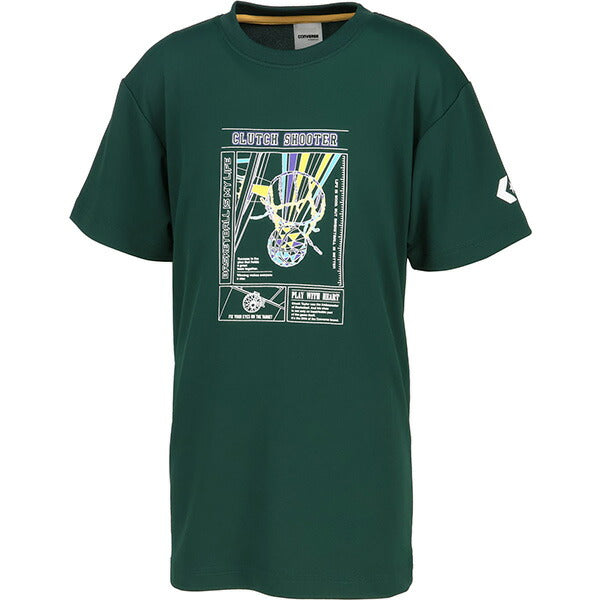 【ネコポス送料無料】コンバースCONVERSEジュニアバスケゲームシャツJr.プリントTシャツ全胸縦長ライングラフィック半袖子供CB451357