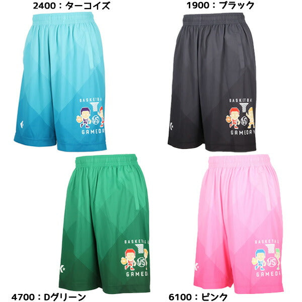 コンバースCONVERSEジュニアバスケットボールゲームパンツ総柄GAMEグラフィックCB451852プラクティスパンツポケット付き