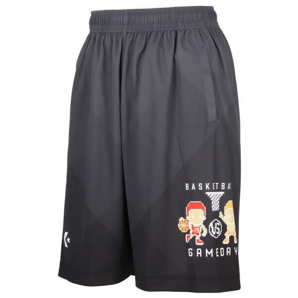 【ショップ限定エントリーでさらに+9倍】コンバースCONVERSEジュニアバスケットボールゲームパンツ総柄GAMEグラフィックCB451852プラクティスパンツポケット付き