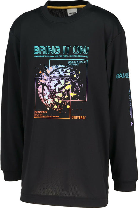 【ネコポス送料無料】コンバースCONVERSEバスケットボールジュニアJRプリントロングスリーブシャツ長袖ロングTシャツCB452355L