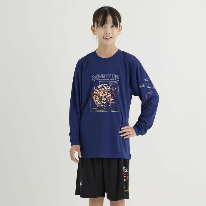 【ネコポス送料無料】コンバースCONVERSEバスケットボールジュニアJRプリントロングスリーブシャツ長袖ロングTシャツCB452355L