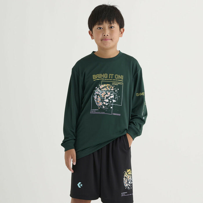 【ネコポス送料無料】コンバースCONVERSEバスケットボールジュニアJRプリントロングスリーブシャツ長袖ロングTシャツCB452355L