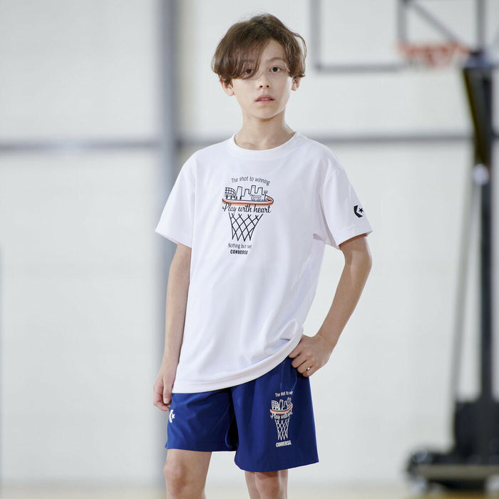 【ネコポス送料無料】コンバースCONVERSEバスケットボールジュニアJr.プリントTシャツ半袖CB4613511100