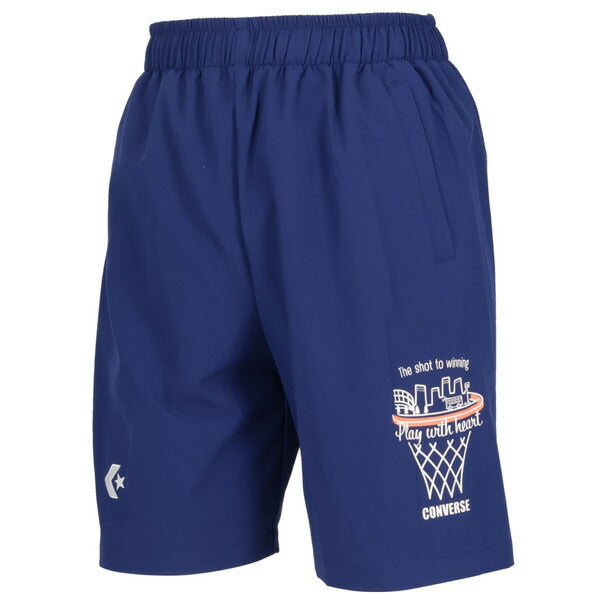 コンバースCONVERSEジュニアバスケゲームパンツJR右裾ゴールリング街並みプラクティスパンツポケット子供CB461851