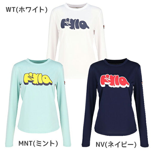 フィラFILAテニスウェア長袖Tシャツレディース大人LongSleeveGraphicT-shirtロングスリーブグラフィックティーシャツロゴストレッチCZ6FGW025