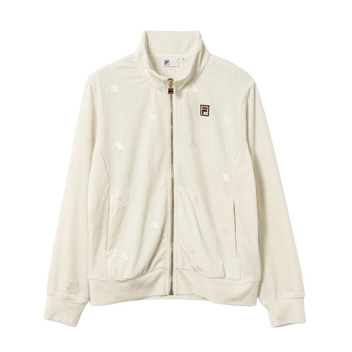 フィラFILAテニスウェアジャケットレディース大人TrackJacketトラックジャケットベロアジャカードストライプストレッチビエラベアCZ6FGW028