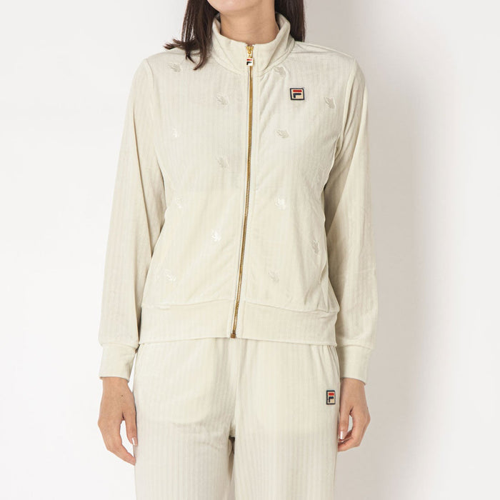 フィラFILAテニスウェアジャケットレディース大人TrackJacketトラックジャケットベロアジャカードストライプストレッチビエラベアCZ6FGW028