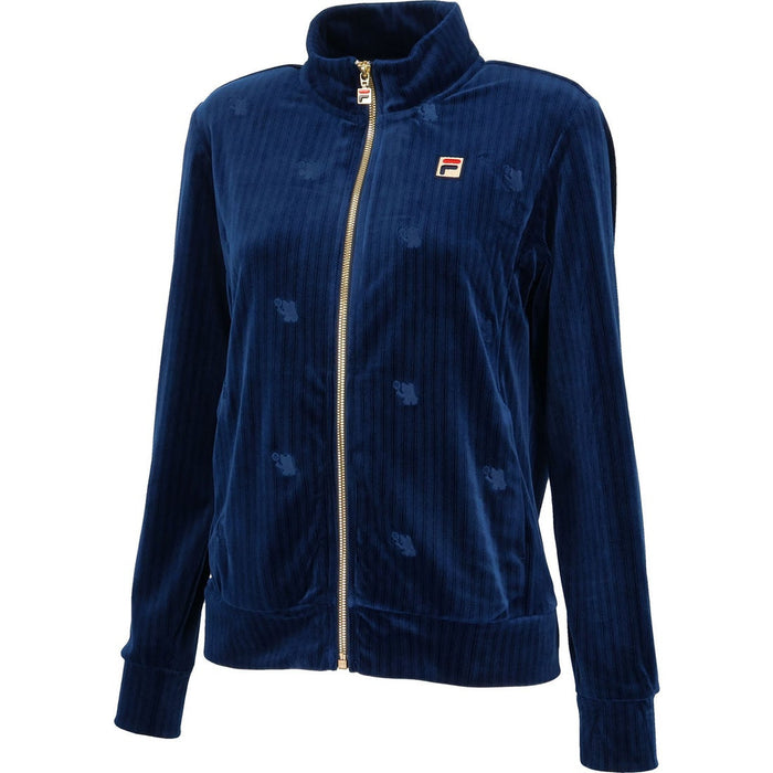 フィラFILAテニスウェアジャケットレディース大人TrackJacketトラックジャケットベロアジャカードストライプストレッチビエラベアCZ6FGW028