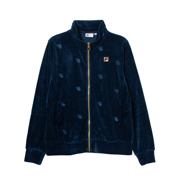 フィラFILAテニスウェアジャケットレディース大人TrackJacketトラックジャケットベロアジャカードストライプストレッチビエラベアCZ6FGW028