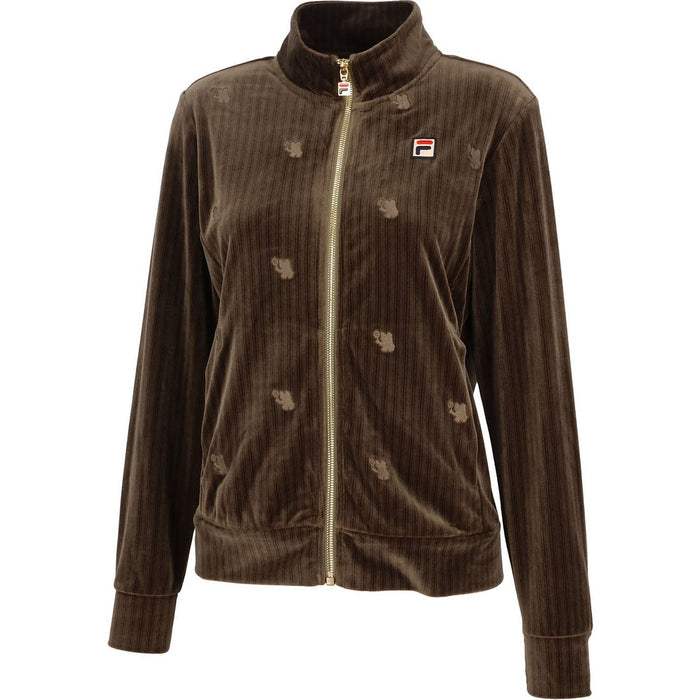 フィラFILAテニスウェアジャケットレディース大人TrackJacketトラックジャケットベロアジャカードストライプストレッチビエラベアCZ6FGW028
