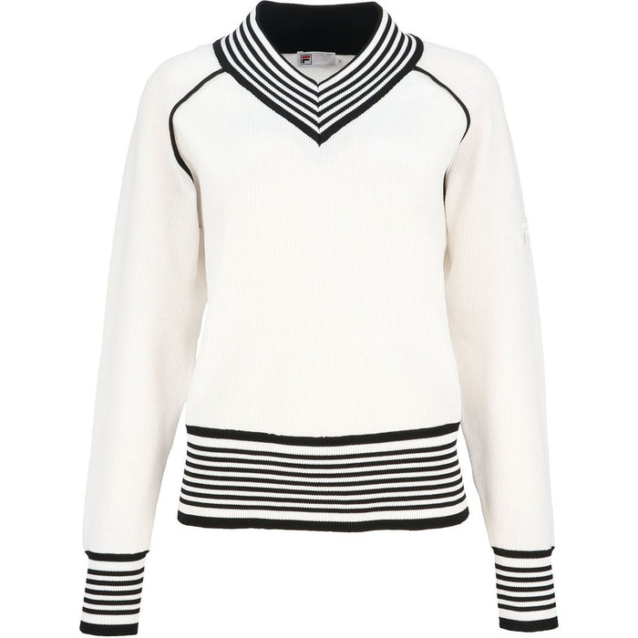 フィラFILAテニスウェアセーターレディース大人V-neckSweaterブイネックセーターVネックニット薄手12G畔編みポリエステルCZ6FGW048