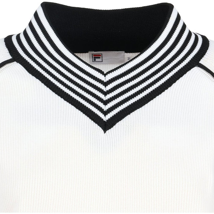 フィラFILAテニスウェアセーターレディース大人V-neckSweaterブイネックセーターVネックニット薄手12G畔編みポリエステルCZ6FGW048