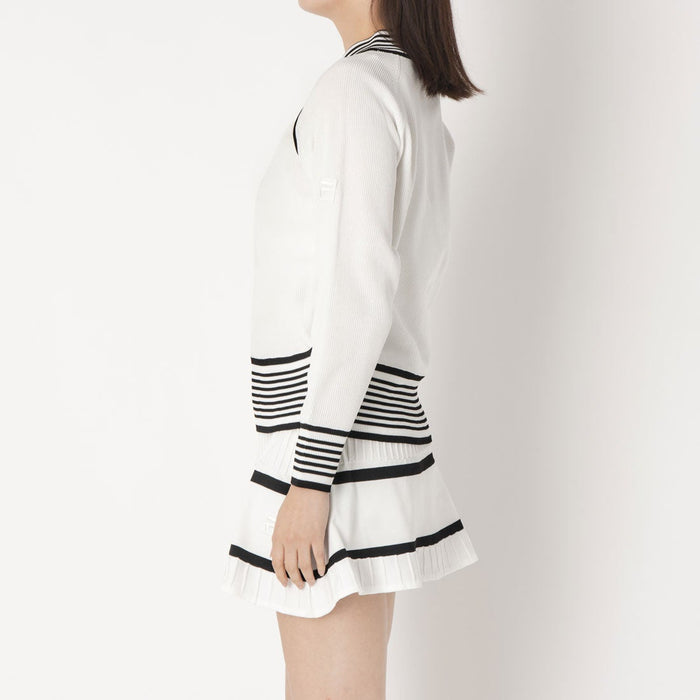 フィラFILAテニスウェアセーターレディース大人V-neckSweaterブイネックセーターVネックニット薄手12G畔編みポリエステルCZ6FGW048