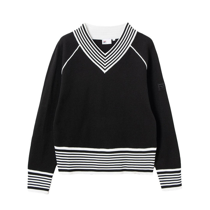 フィラFILAテニスウェアセーターレディース大人V-neckSweaterブイネックセーターVネックニット薄手12G畔編みポリエステルCZ6FGW048