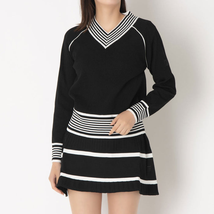 フィラFILAテニスウェアセーターレディース大人V-neckSweaterブイネックセーターVネックニット薄手12G畔編みポリエステルCZ6FGW048
