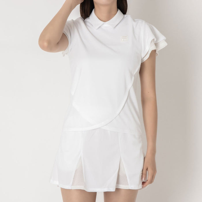 フィラFILAテニスウェアポロシャツレディース大人PoloShirtメッシュフレアティアードバックファスナードライタッチCZ6FGW050