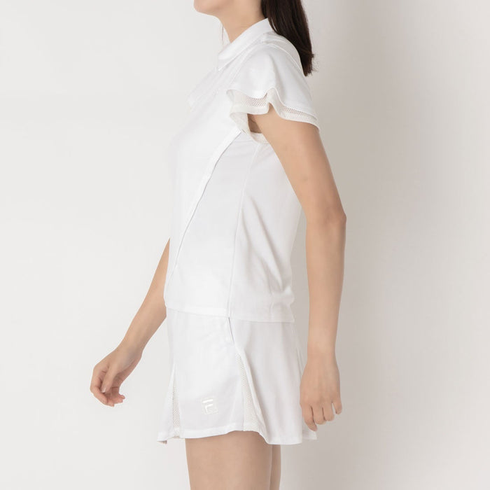 フィラFILAテニスウェアポロシャツレディース大人PoloShirtメッシュフレアティアードバックファスナードライタッチCZ6FGW050