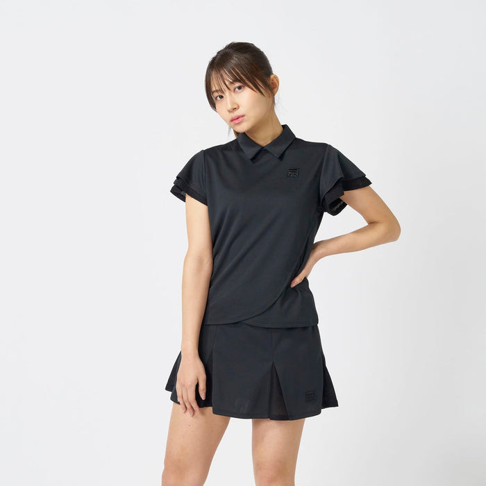 フィラFILAテニスウェアポロシャツレディース大人PoloShirtメッシュフレアティアードバックファスナードライタッチCZ6FGW050