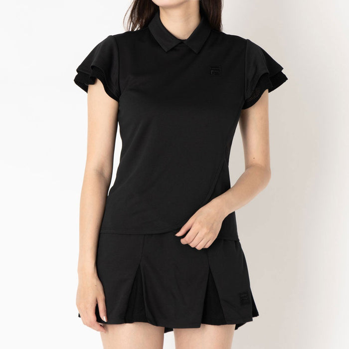 フィラFILAテニスウェアポロシャツレディース大人PoloShirtメッシュフレアティアードバックファスナードライタッチCZ6FGW050