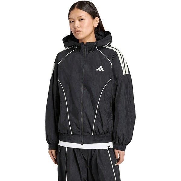 アディダスadidasレディースブレーカーシャツSTADIUM裏起毛26FWウーブンジャケットDG932