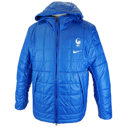 フランス代表中綿裏起毛FFF2022SYNFILフリースフーディDH4915-480サッカー防寒ジップフードブルーナイキNIKE