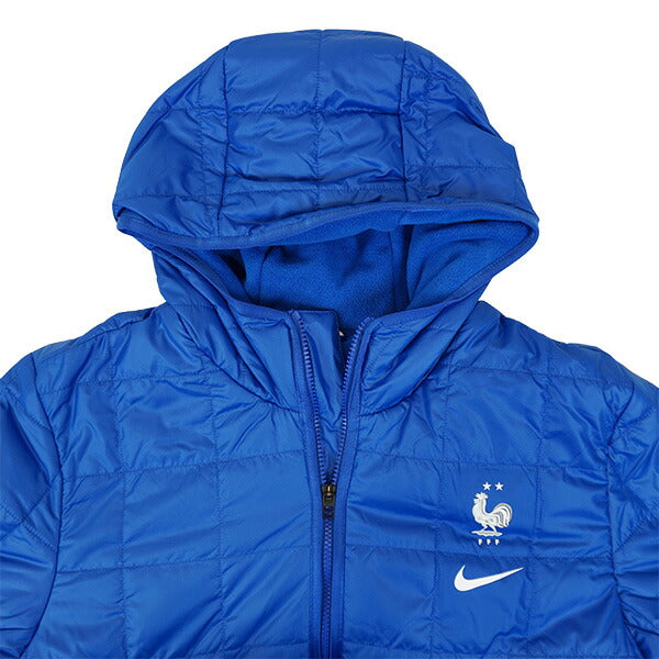 フランス代表中綿裏起毛FFF2022SYNFILフリースフーディDH4915-480サッカー防寒ジップフードブルーナイキNIKE