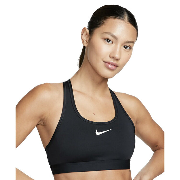【ネコポス送料無料】ナイキウィメンズスウッシュミディアムサポートパッディドスポーツブラブラック黒レディーススポブラDX6822-010