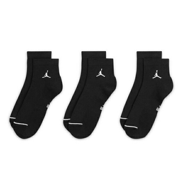 ナイキNIKEジョーダンEDCUSHPOLYバスケットボールソックス靴下アンクルソックス3足組ブラック黒DX9655-010