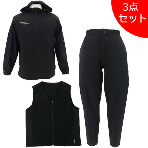 【3点セット】アールズコートEarlsCourt薄中綿ストレッチジャケットベストパンツセットEC-JK019/EC-JK020/EC-LP016サッカーフットサル黒メンズ
